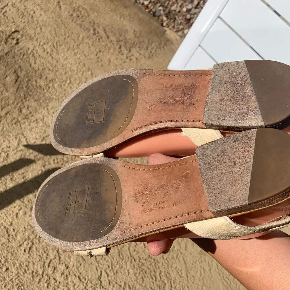 Frye brown and cream leather strap sandals size 9M - Picture 8 of 15